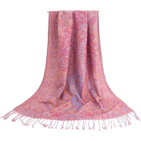 Two Tone Pashmina Shawl Scarf, Pink - Picture 1 of 6
